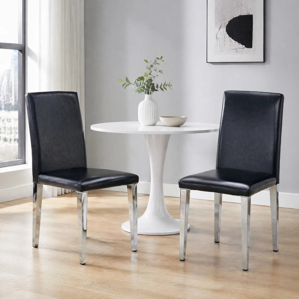 SEDIA da pranzo Set da 2 pezzi 90 cm nero e argento in PU e metallo