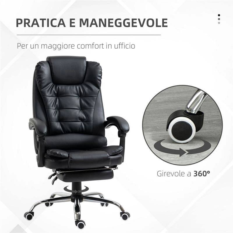 SEDIA DA UFFICIO AD ALTEZZA REGOLABILE CON SCHIENALE RECLINABILE E POGGIAPIEDI