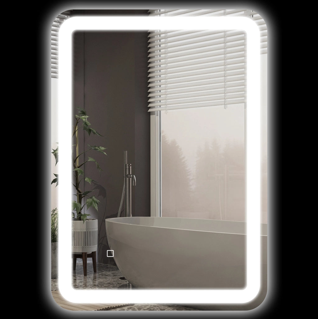 Specchio LED da bagno 50 x 70 cm argento, 3 colori, antiappannamento, memoria, IP44