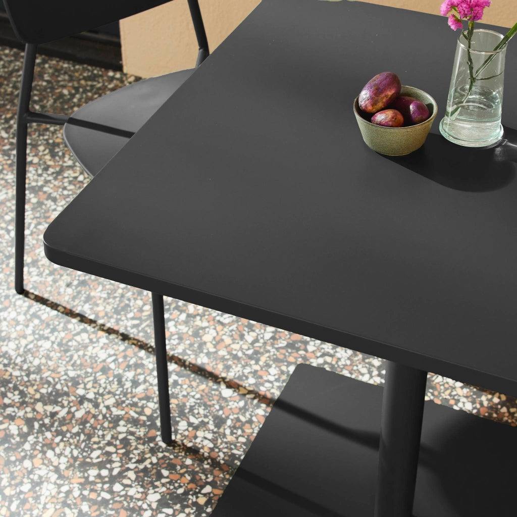 Set tavolo da giardino bistrot quadrato in acciaio con 2 sedie,