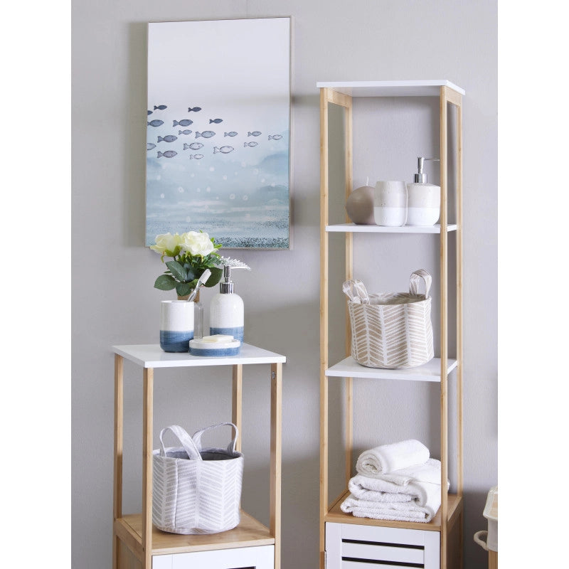 Colonna Multiuso 1 Anta 2 Ripiani Naturale/bianco 30x30x156 Adelaide
