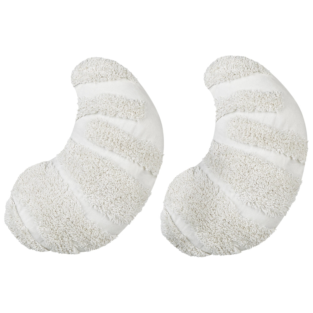 Set di 2 cuscini per bambini in cotone bianco a forma di croissant con motivo uniforme 40 x 25 cm cameretta camera da letto