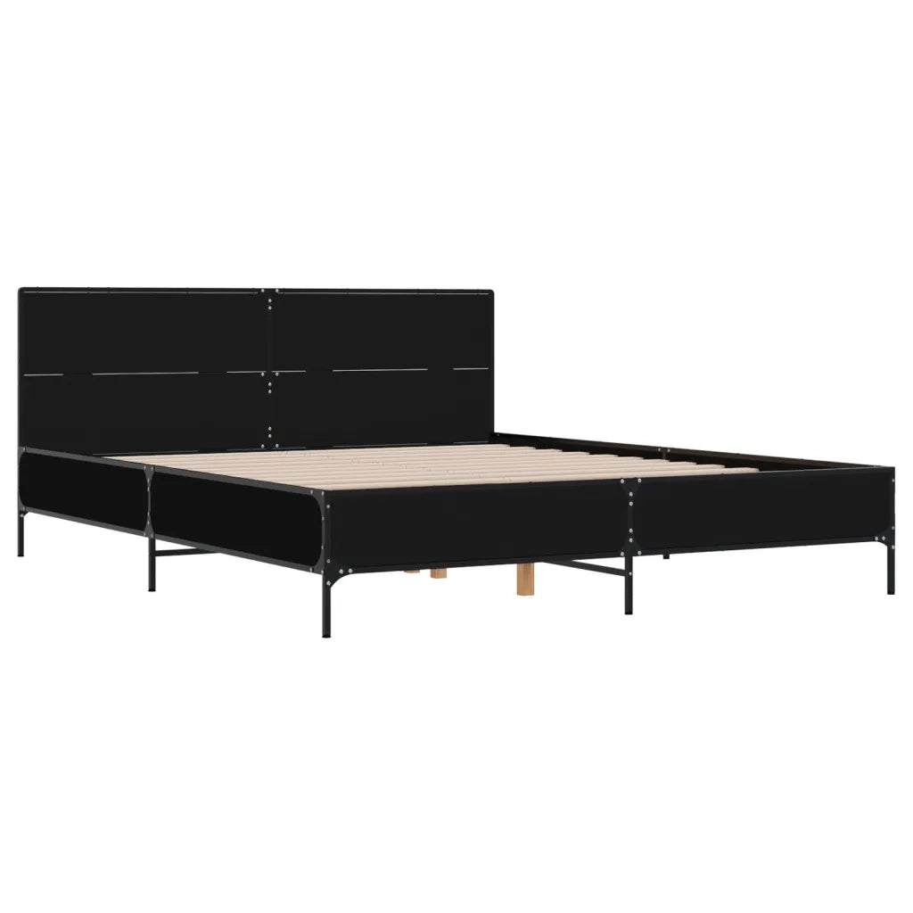 Giroletto-Struttura Letto Nero 140x190 cm in Legno Multistrato e Metallo 545252