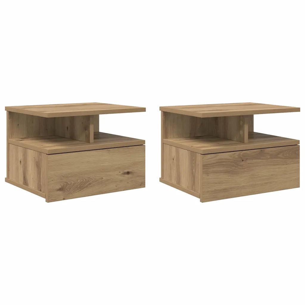 Comodino flottante 2 pcs Rovere artigianale 40 x 31 x 28 cm 871755