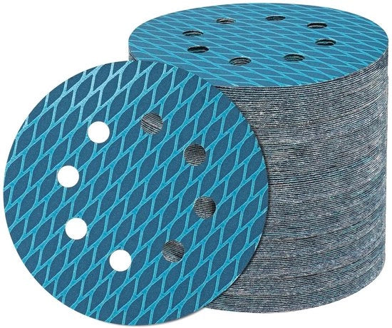 Schiuma abrasiva premium 100 pezzi 125 mm nastro adesivo granulometria 150 zirconio forma a diamante - Per lavorazione del legno e lavorazione del metallo.