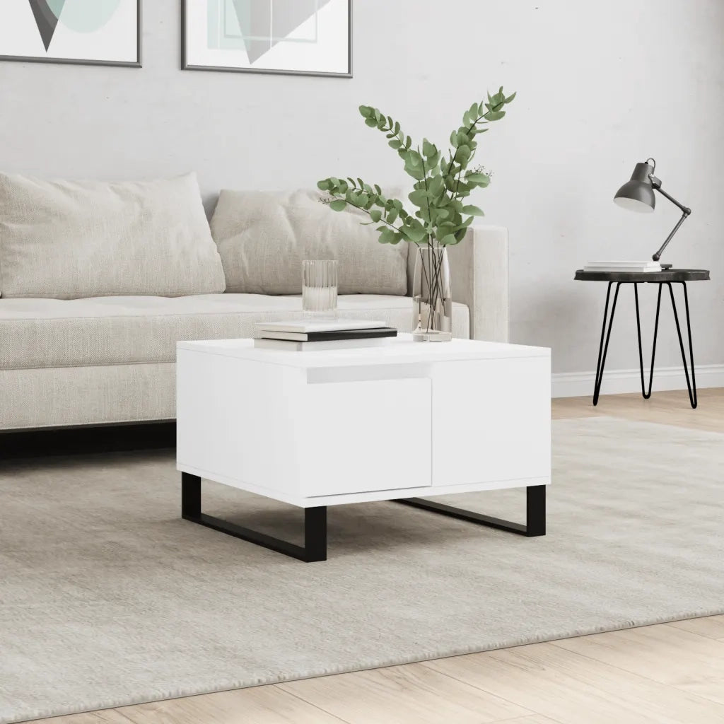 Tavolino da Salotto Bianco 55x55x36,5 cm in Legno Multistrato 830764