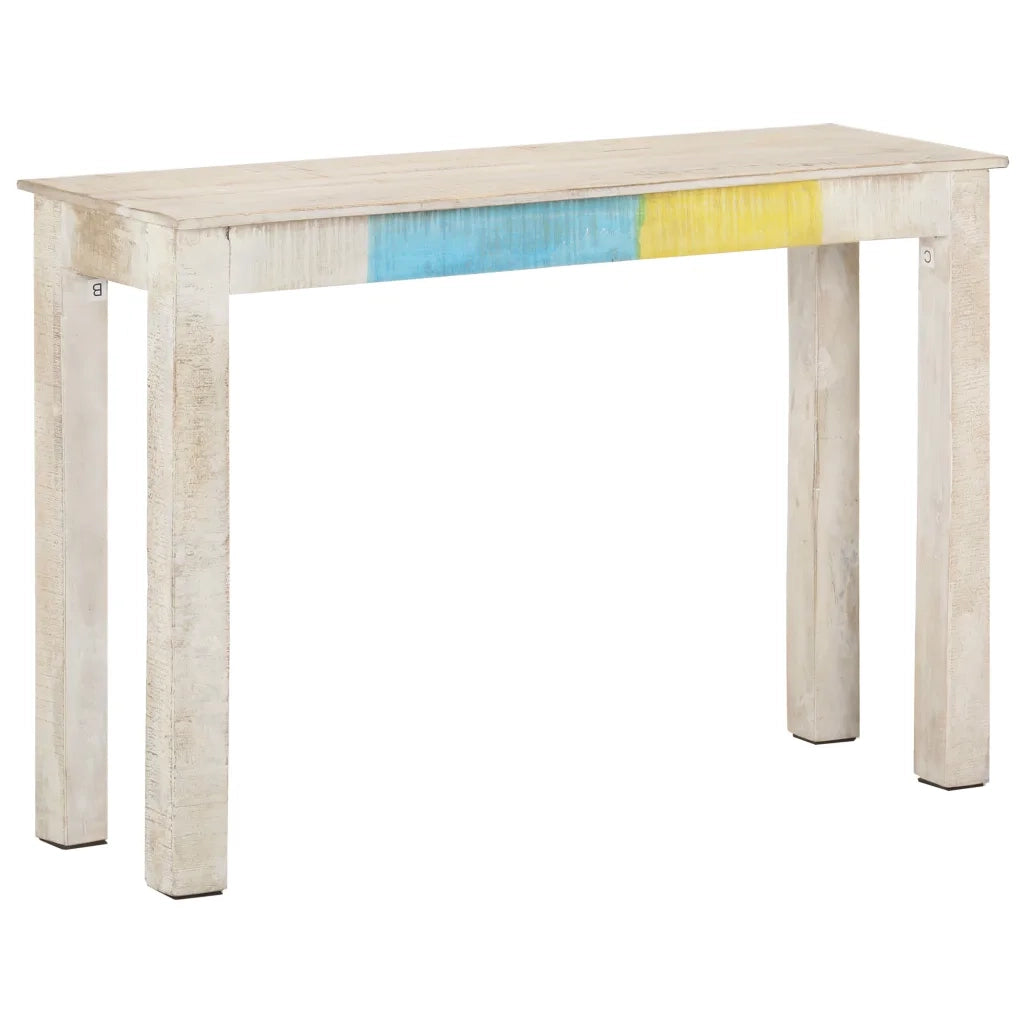 Tavolo Consolle | Tavolo d'Ingresso Bianco 115x35x77 cm in Legno di Mango Grezzo