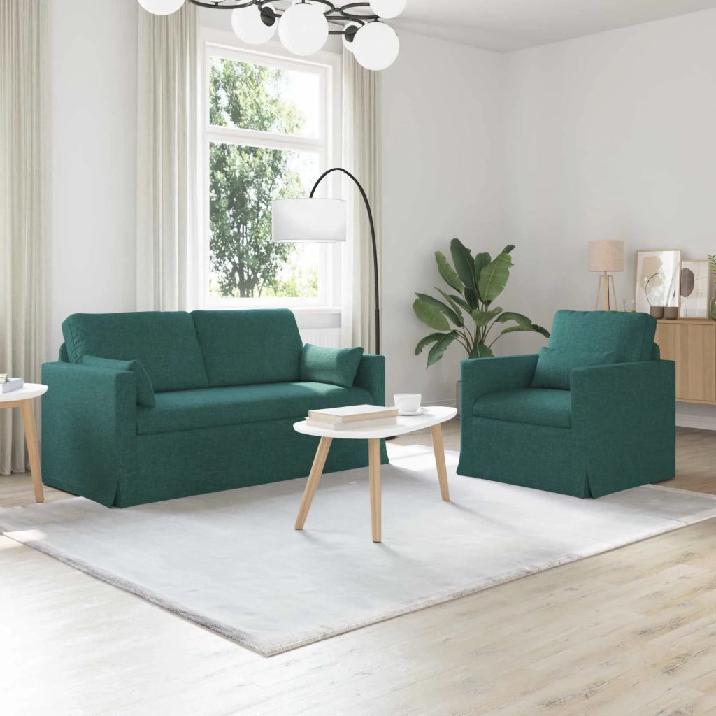 Set di divani 2 pcs Verde Scuro 158 x 78 x 80 cm Tessuto