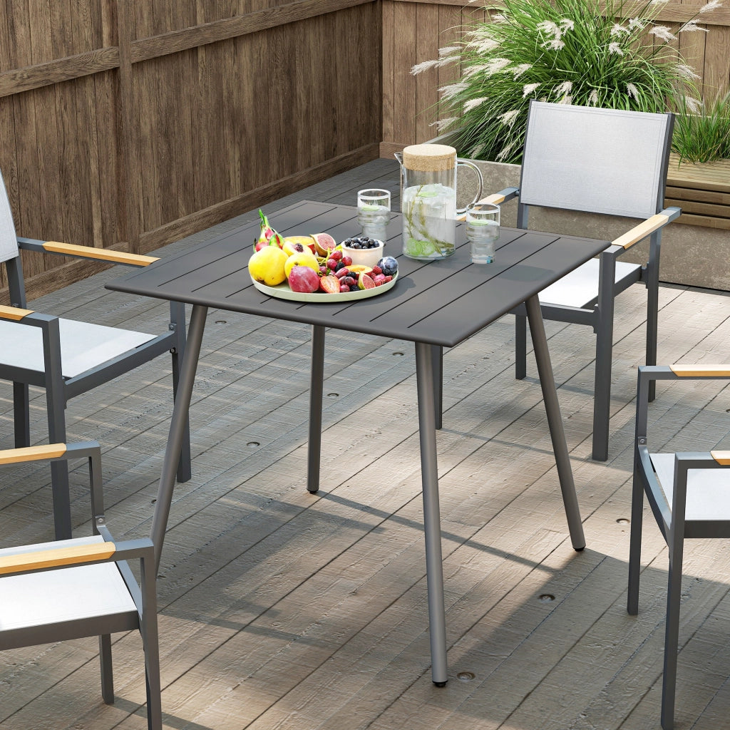 Tavolo da giardino per 6 persone ¨C zephmum ¨C Grigio, 80x80x74 cm