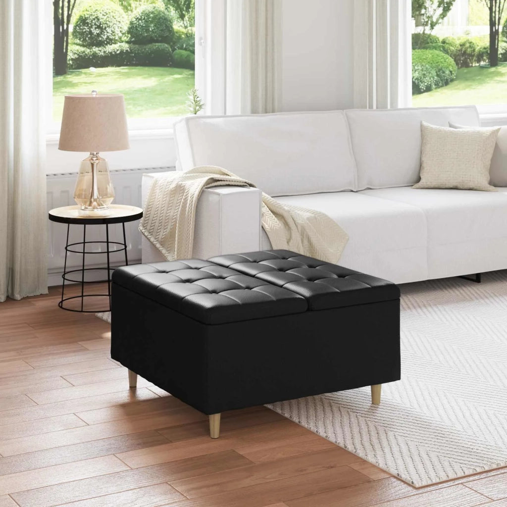 Pouf contenitore Nero 80 x 80 x 45 cm Pelle sintetica