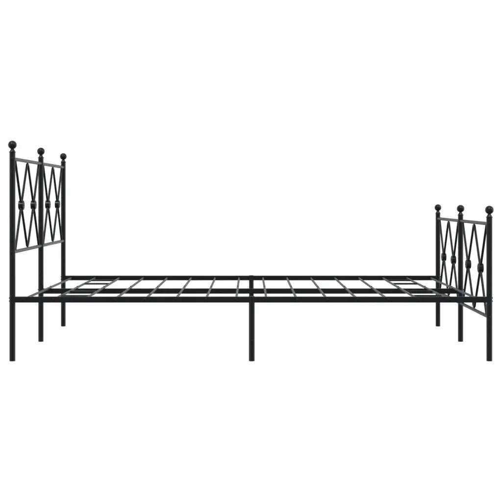 Giroletto con Testiera e Pediera Metallo Nero 140x200 cm 376521