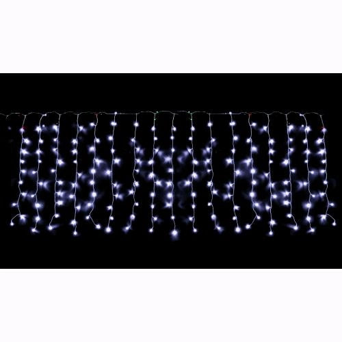 Tenda Cascata Luminosa Luci Natale 240 LED Bianco Freddo 400x100 cm con Giochi D2348