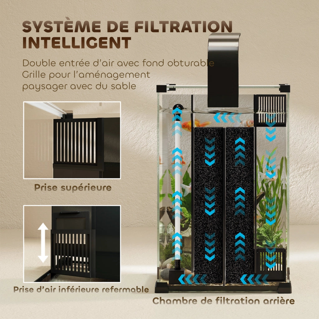 Acquario in Vetro Temperato Nano con Filtro Integrato e LED ¨C zephmum ¨C 30x30x45cm Nero