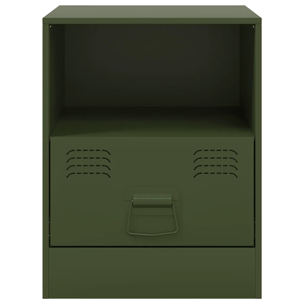 Comodini 2 pz Verde Oliva 34,5x39x44 cm in Acciaio
