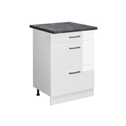 Vicco Mobiletto base per cucina Bianco lucido 60 cm con cassetti, PL Antracite