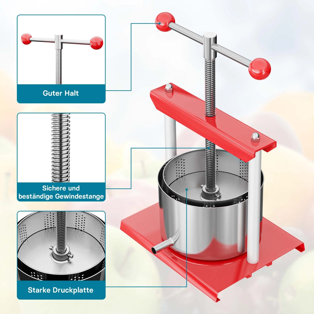 Torchietto per frutta in acciaio inox 3 litri Pressa manuale frutta