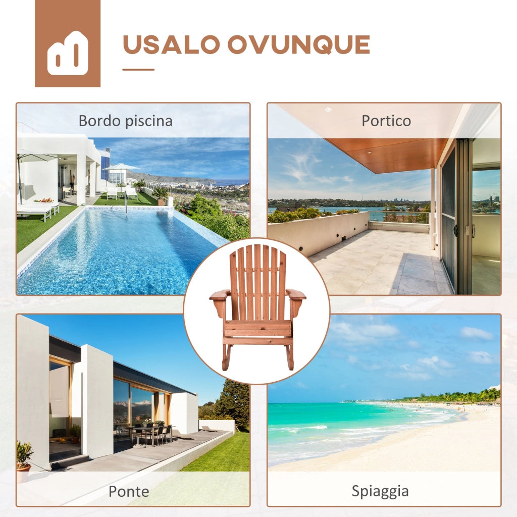 Sedia a Dondolo con Braccioli 77x94x97 cm in Legno