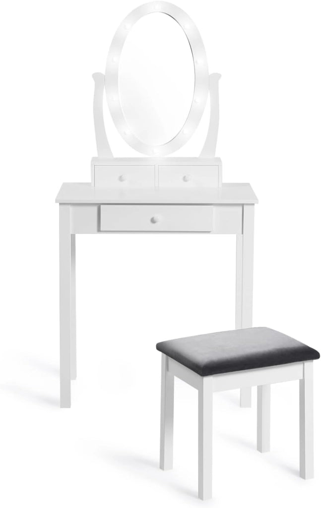 Toeletta con specchio LED e sgabello BELLA