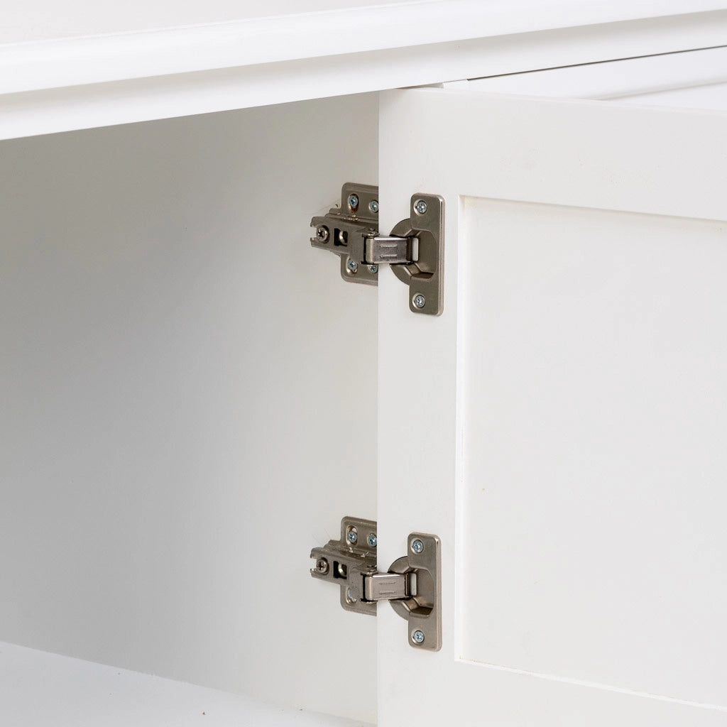 Mobiletto basso in legno bianco con 2 ante 4 cassetti 154x45x51,5h cm