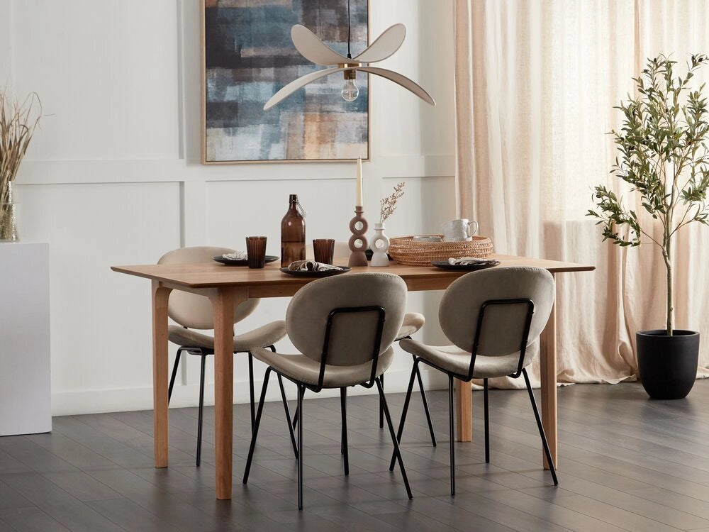 Tavolo da pranzo MDF 160 x 90 cm Piano impiallacciato in frassino Tavolo da cucina di design moderno