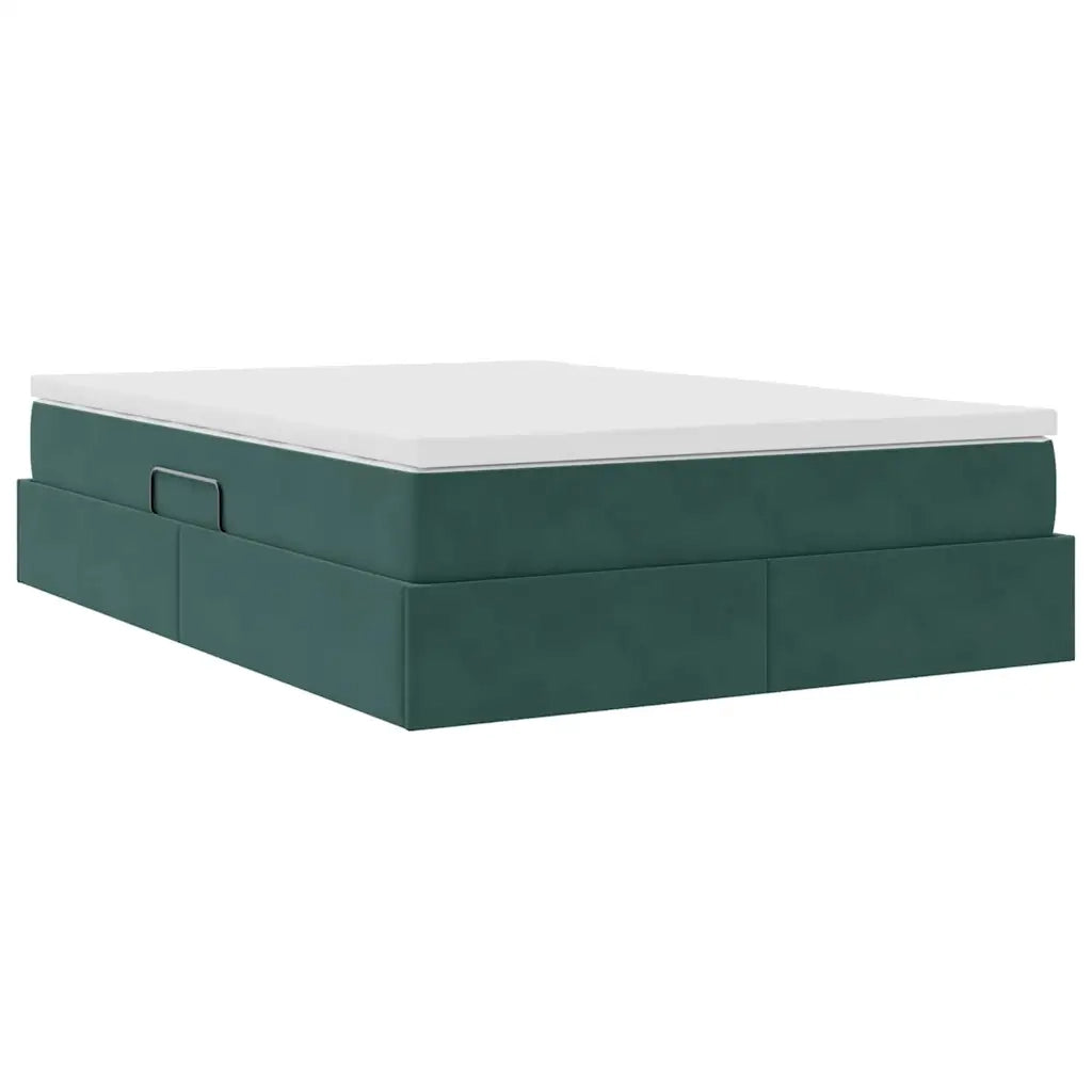 Letto con contenitore e materasso Verde Scuro 140 x 190 cm