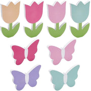 Set di 8 Tulipani e Farfalle in Legno per Decorazione da Tavola