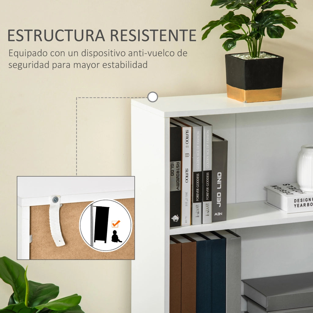Libreria con 3 Scomparti per Libri ¨C zephmum ¨C 62.2x24x102.4 cm Bianco