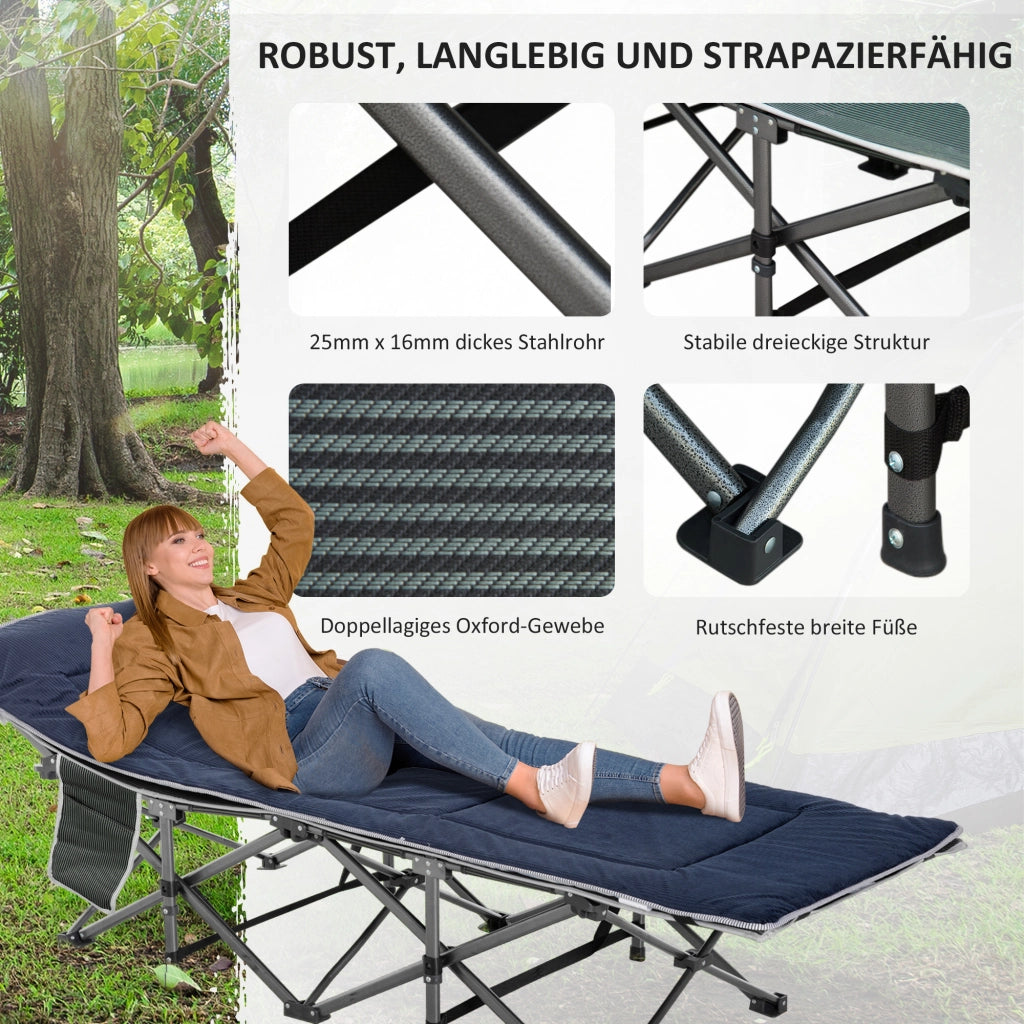 Letto da campo pieghevole con cuscino ¨C zephmum ¨C blu scuro grigio 188x64.5x53 cm