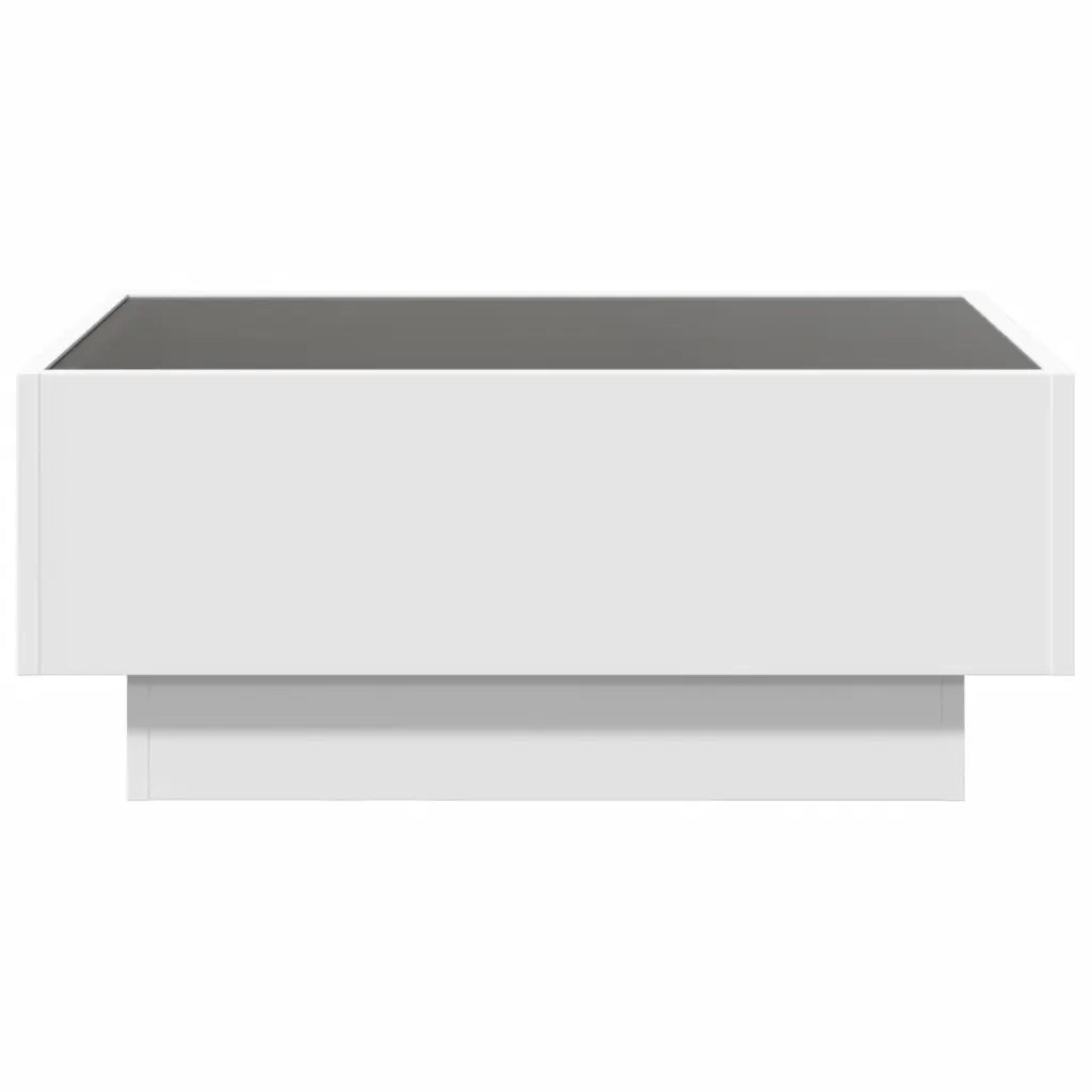 Tavolino Salotto con LED-Tavolino da soggiorno-Tavolo Bianco 70x50x30 cm Legno Multistrato