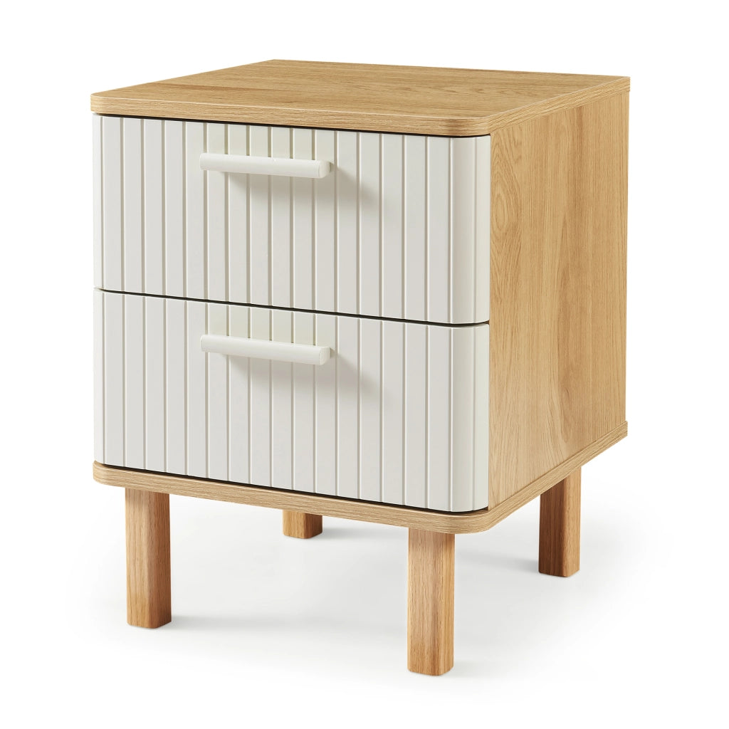 Comodino Ferrersp Mobile Contenitore con 2 Cassetti 50 x 40 x 40 cm - Effetto Rovere / Avena Oatmeal [en.casa]