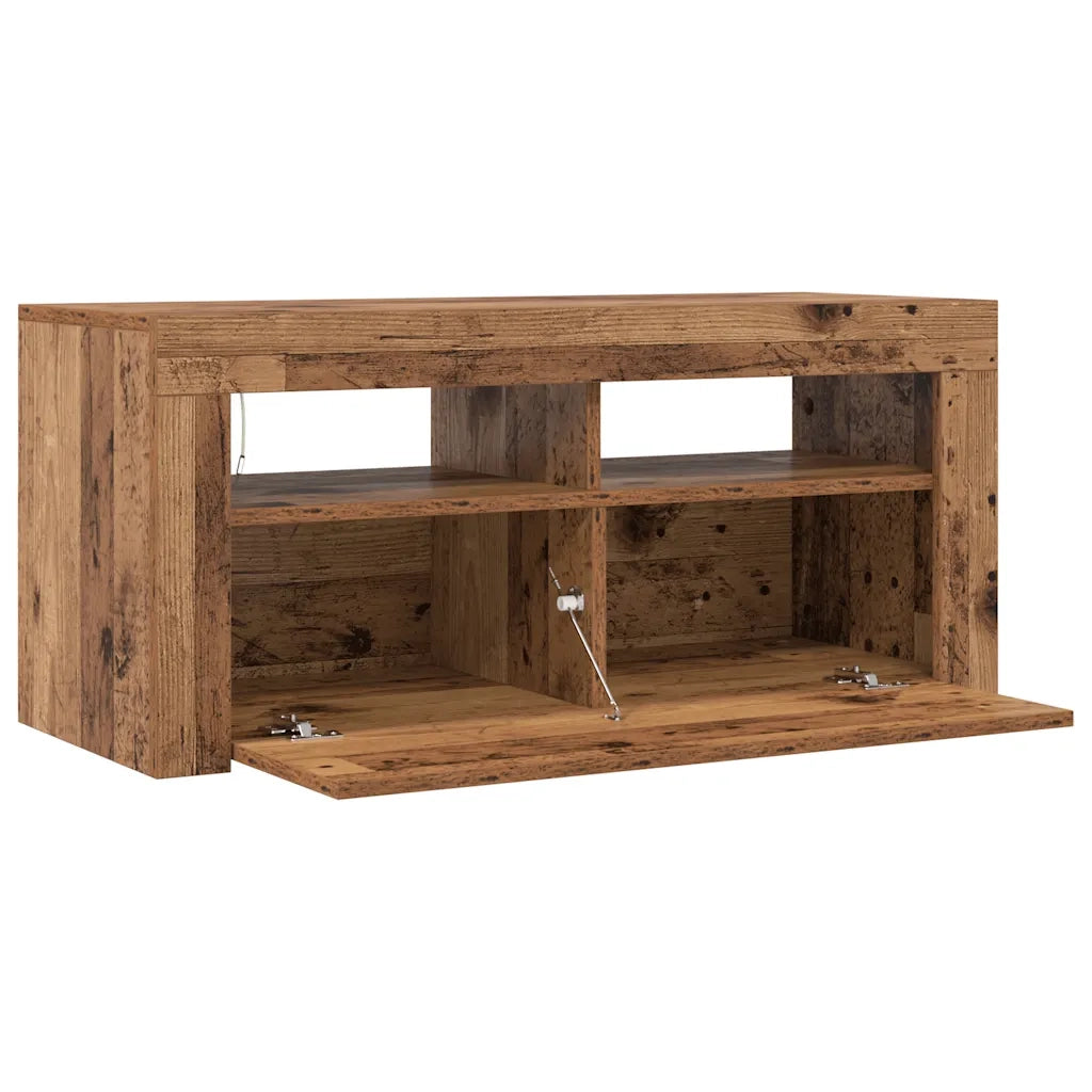 Mobile Porta TV con LED Legno Antico 90x35x40 cm Multistrato