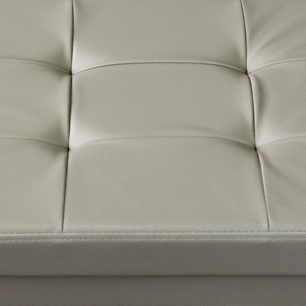 POUF CONTENITORE RETTANGOLARE IN ECOPELLE NATURALE