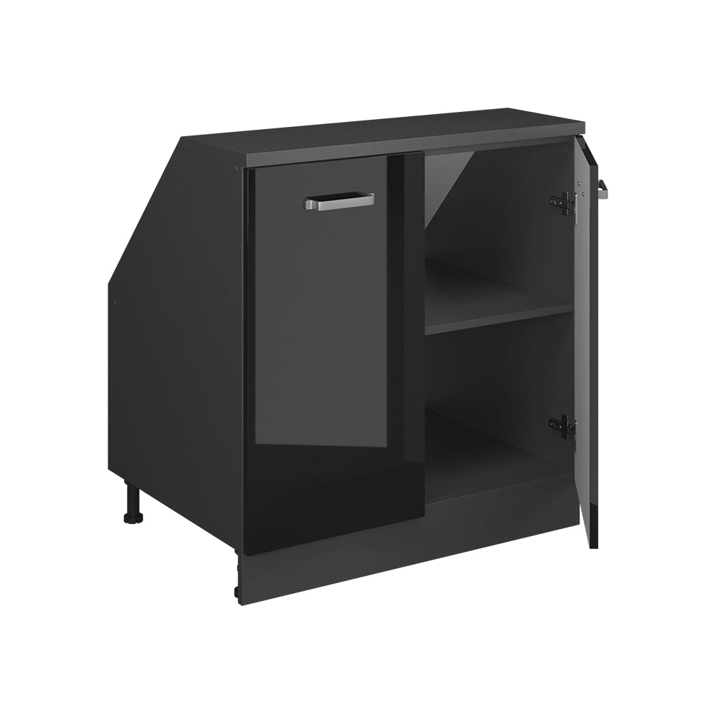 Mobile sottotetto Rion Nero lucido/Antracite 80 x 83.8 cm con 2 porte, carcassa 60 cm profondità Vicco