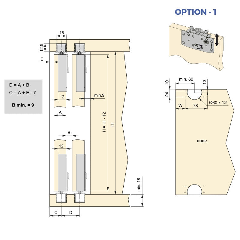 Kit di ferramenta per armadio 2 con porte scorrevoli e chiusura soft Flow2 con binari incassati 2,35 m, pannelli non i..