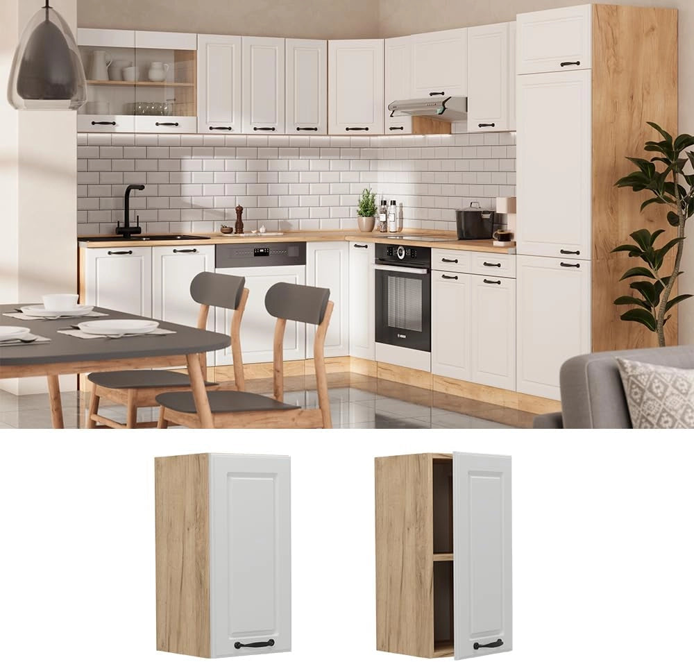 Pensile da cucina R-Line, Bianco casa di campagna, 30 cm