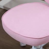 Sedia per Scrivania a Forma di Cuore con 5 Rotelle e Altezza Regolabile in Tessuto Rosa, 42x50x79-89cm