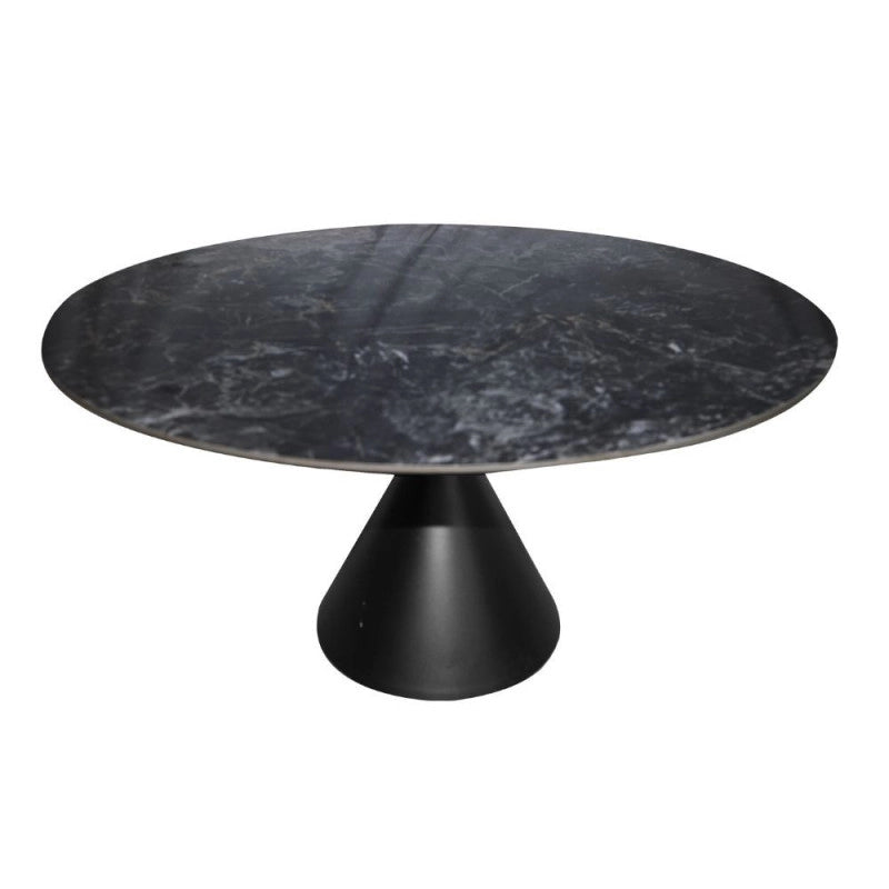 Tavolo fisso Punto con piano effetto marmo nero D150xH76 cm.