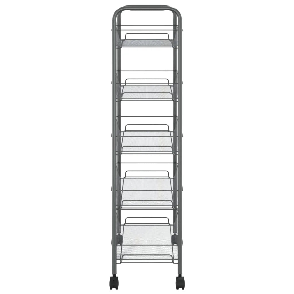 Carrello da Cucina con 5 Ripiani Grigio 46x26x105 cm in Ferro cod mxl 63467