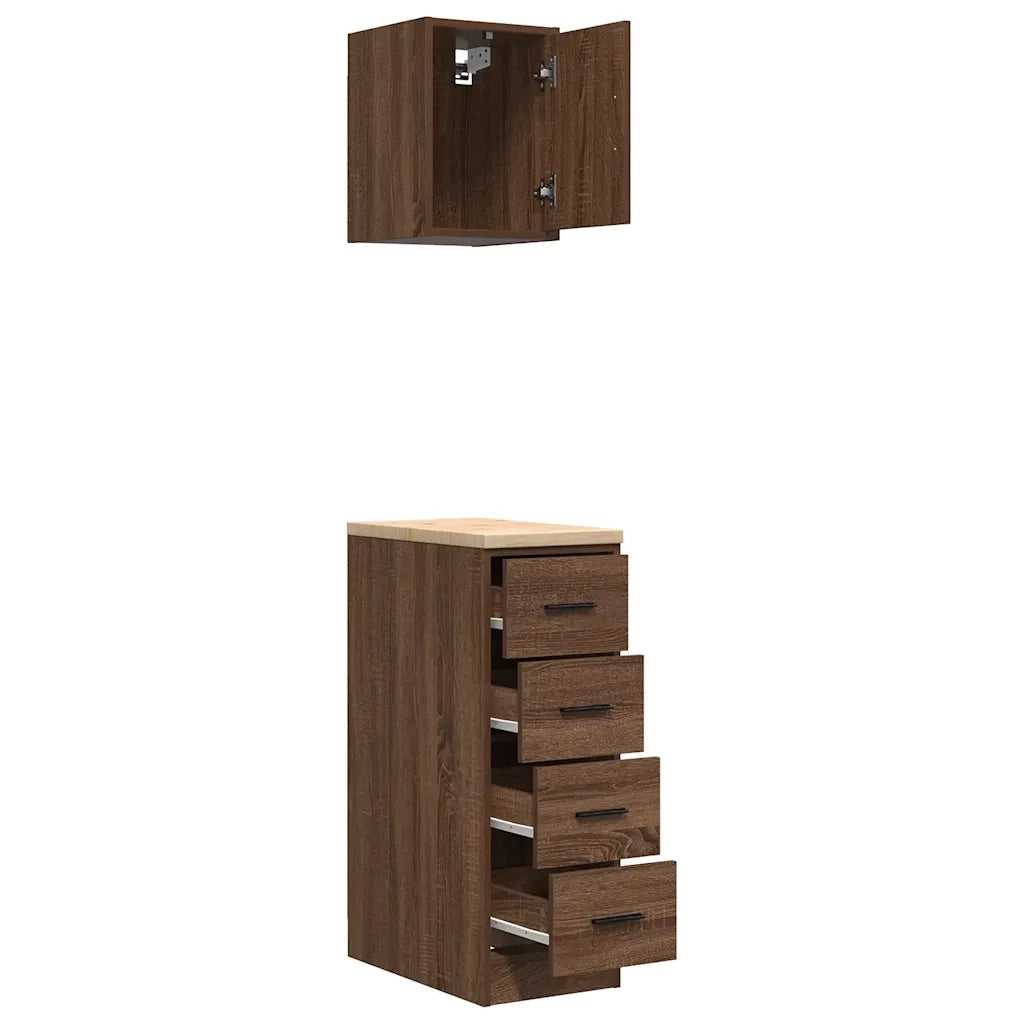 Armadi da Garage 2 pz Rovere Marrone in Legno Multistrato