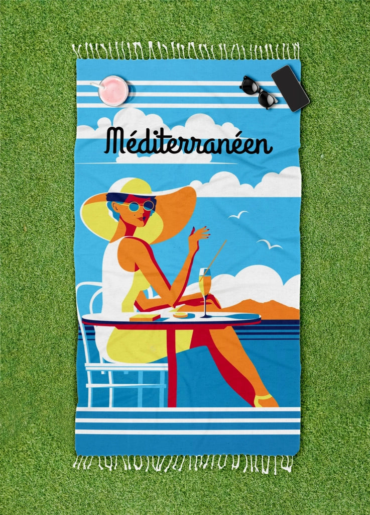 Telo Mare Con Frange Asciugamano Da Spiaggia Misura Grande 90x190 Cm Assorbente In Morbido Cotone Leggero Stampe Moderne Anti Sabbia Lettino Mediterraneen