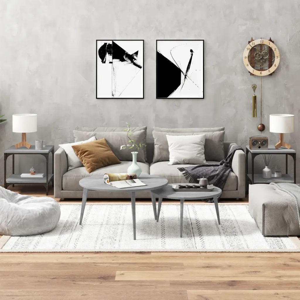2 pz Tavolini da salotto | Tavolino da caff¨¨ | Tavolino da Soggiorno grigio sonoma 40x40x40 cm in Legno Multistrato