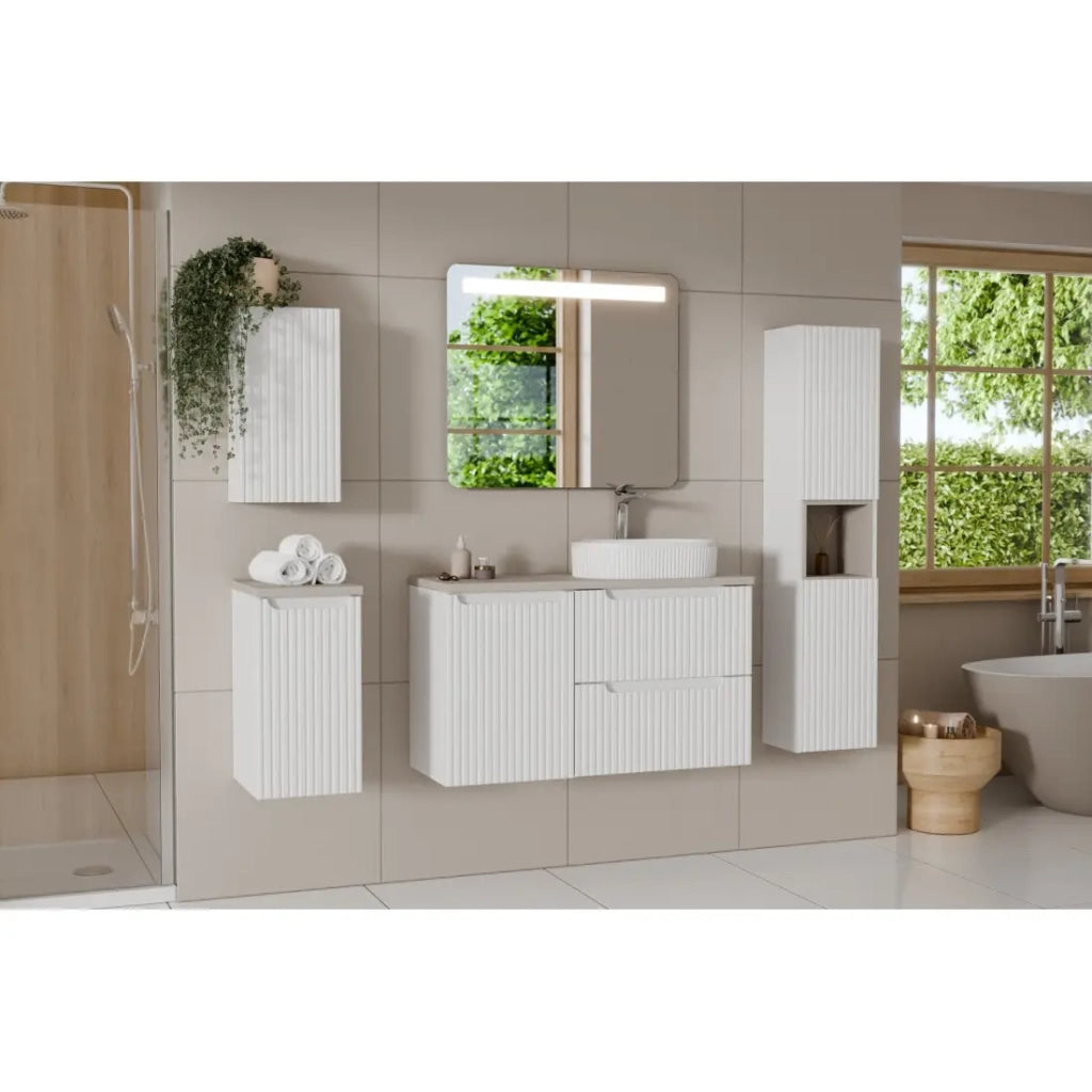 Mobile da bagno VANO - 1 porta - Bianco alpino - L30 × P18 × H57 cm - Da appendere