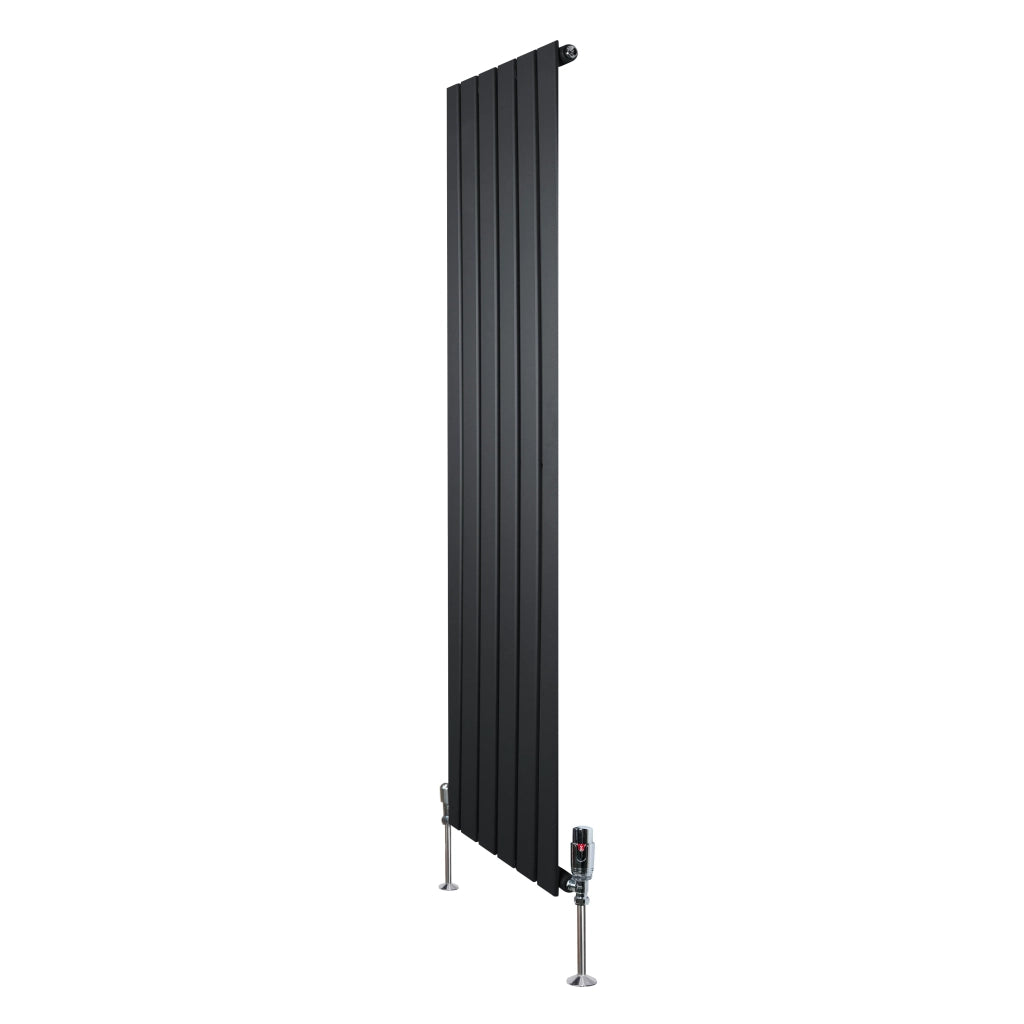 Radiatore Verticale 1600 x 420 mm con Valvole TRV Nero
