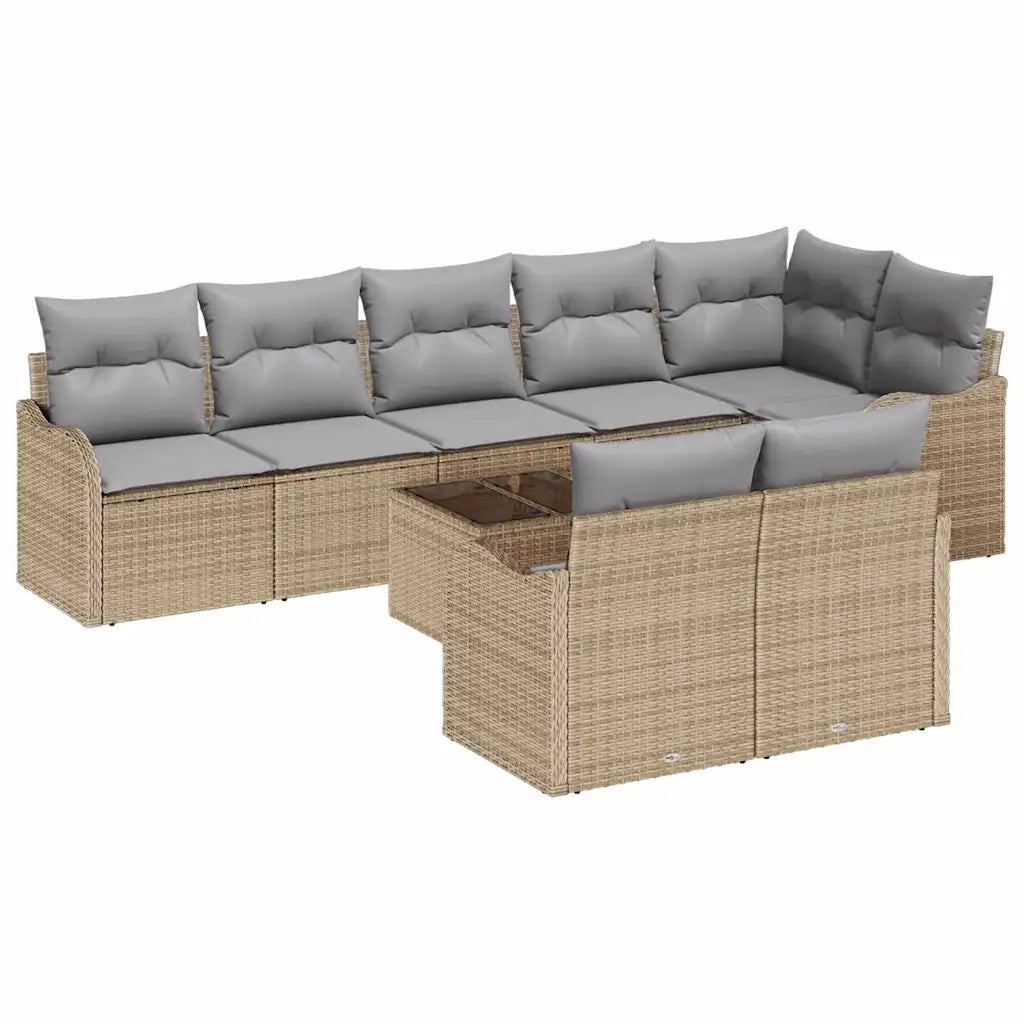 Set Divano da Giardino 9 pcs beige e grigio chiaro Poly Rattan 3354429