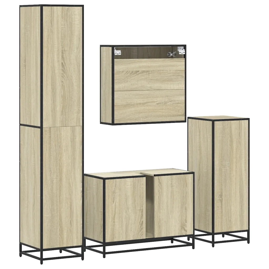 Set Mobili da Bagno 4 pz Rovere Sonoma in Legno Multistrato 3301241