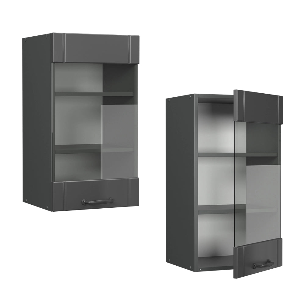 Vicco Mobile da cucina in vetro Grigio scuro 40 cm