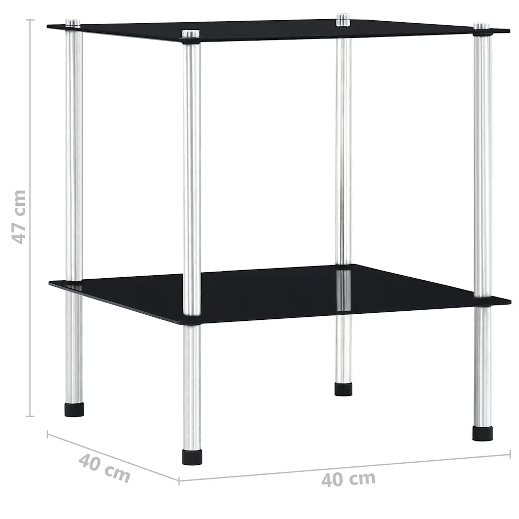 Scaffale a 2 Livelli Nero 40x40x47cm in Vetro Temperato CFW6610194