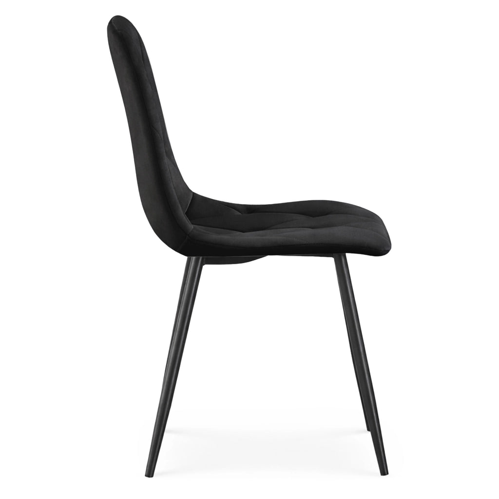Set di 8 Sedie in velluto trapuntate MILO Nero gambe nere