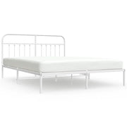 Letto matrimoniale | Letto per adulti | Giroletto con Testiera Metallo Bianco 180x200 cm