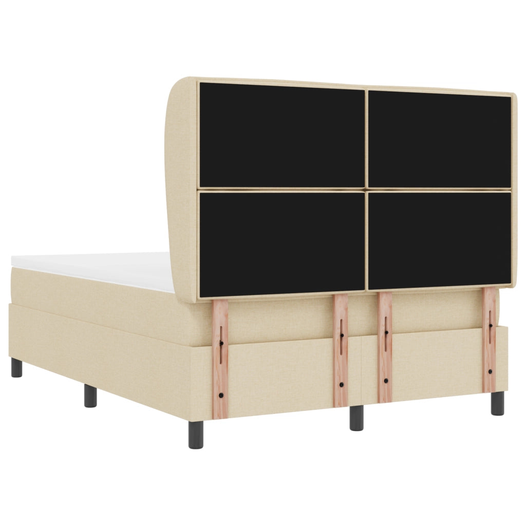 letto a box spring  con materasso crema 140x190 cm in tessuto